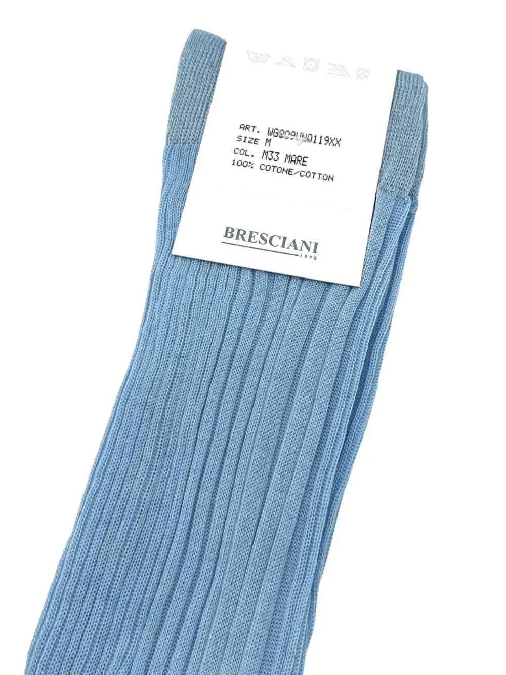 BRESCIANI WOMENS SOCKS COTTON RIB KNEE-HIGH SKY BLUE SIZE 6.5 9 US NEW